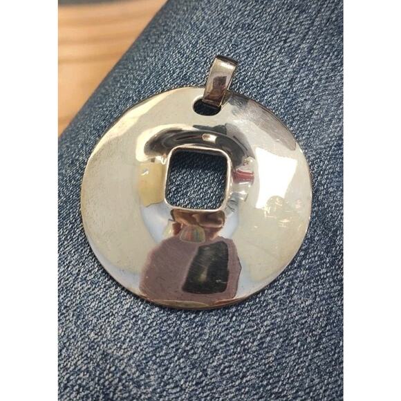 Robert Lee Morris COIN DISC Sterling Silver Enhancer PENDANT Round 30.8 Gr RLM - Picture 2 of 4